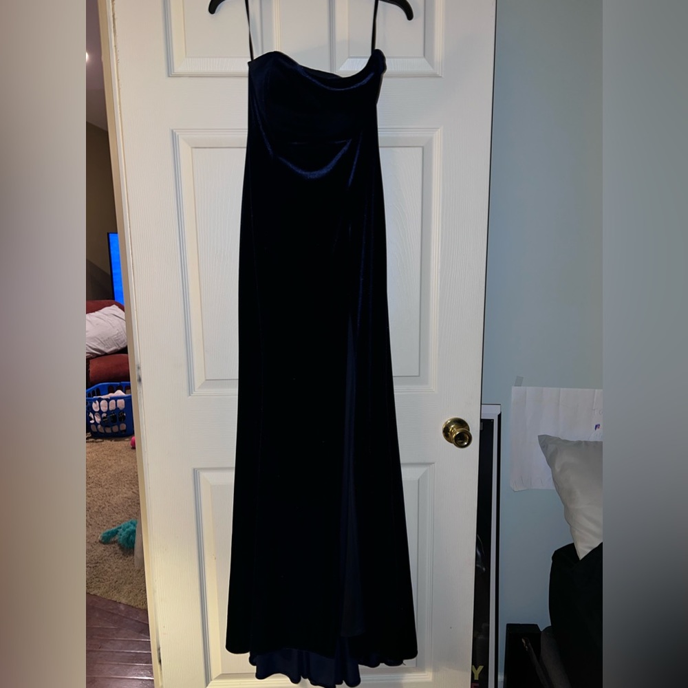 Navy blue velvet dress